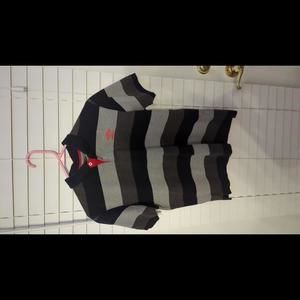 Men's Umbro Polo Black and Grey Stripe Size Small